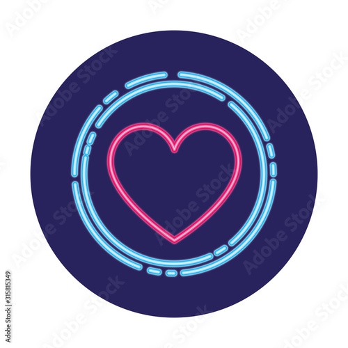 heart in neon light, valentine day