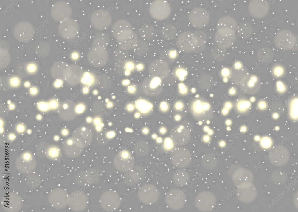 The dust sparks and golden stars shine with special light. Vector sparkles on a transparent background. Christmas light effect. Sparkling magical dust particles The dust sparks and golden stars shine with special light. Vector sparkles on a transparent background. Christmas light effect. Sparkling magical dust particles
