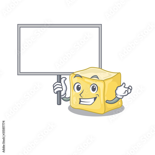 A cute picture of creamy butter cute cartoon character bring a board