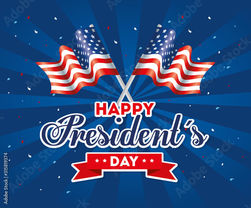 Flags design, Usa happy presidents day united states america independence nation us country and national theme Vector illustration
