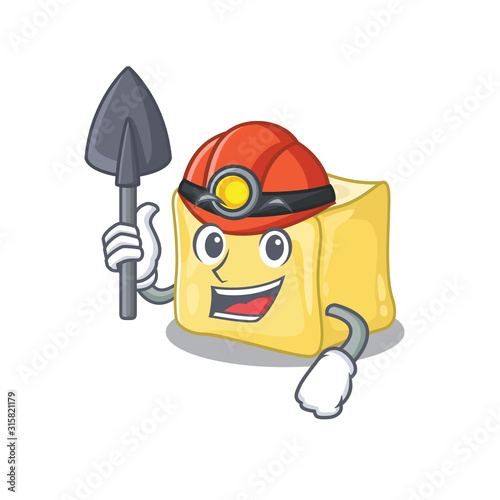 Cool clever Miner creamy butter cartoon character design