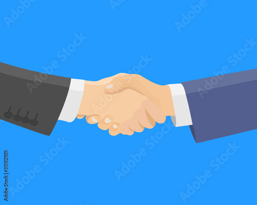 Handshake between two business partners - flat vector illustration.