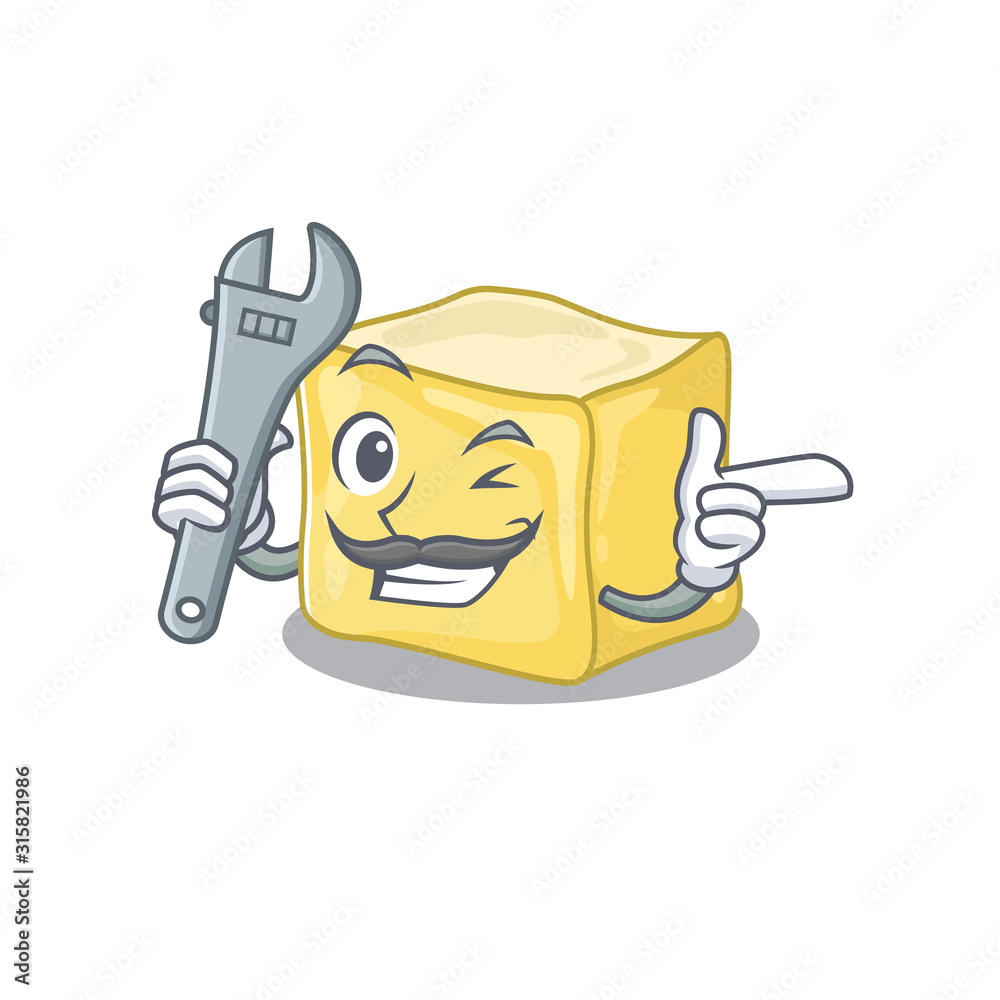 Smart Mechanic creamy butter cartoon character design Stock Vector | Adobe  Stock