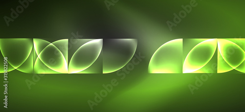 Neon glowing techno lines, hi-tech futuristic abstract background. Template with abstract shapes in dark space