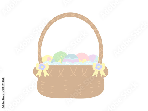 Many Easter eggs in a basket