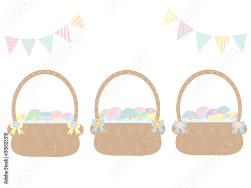 Many Easter eggs in a basket