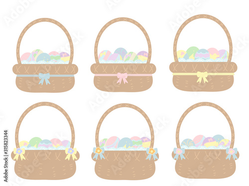 Many Easter eggs in a basket