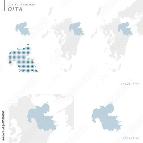 dotted Japan map, Oita