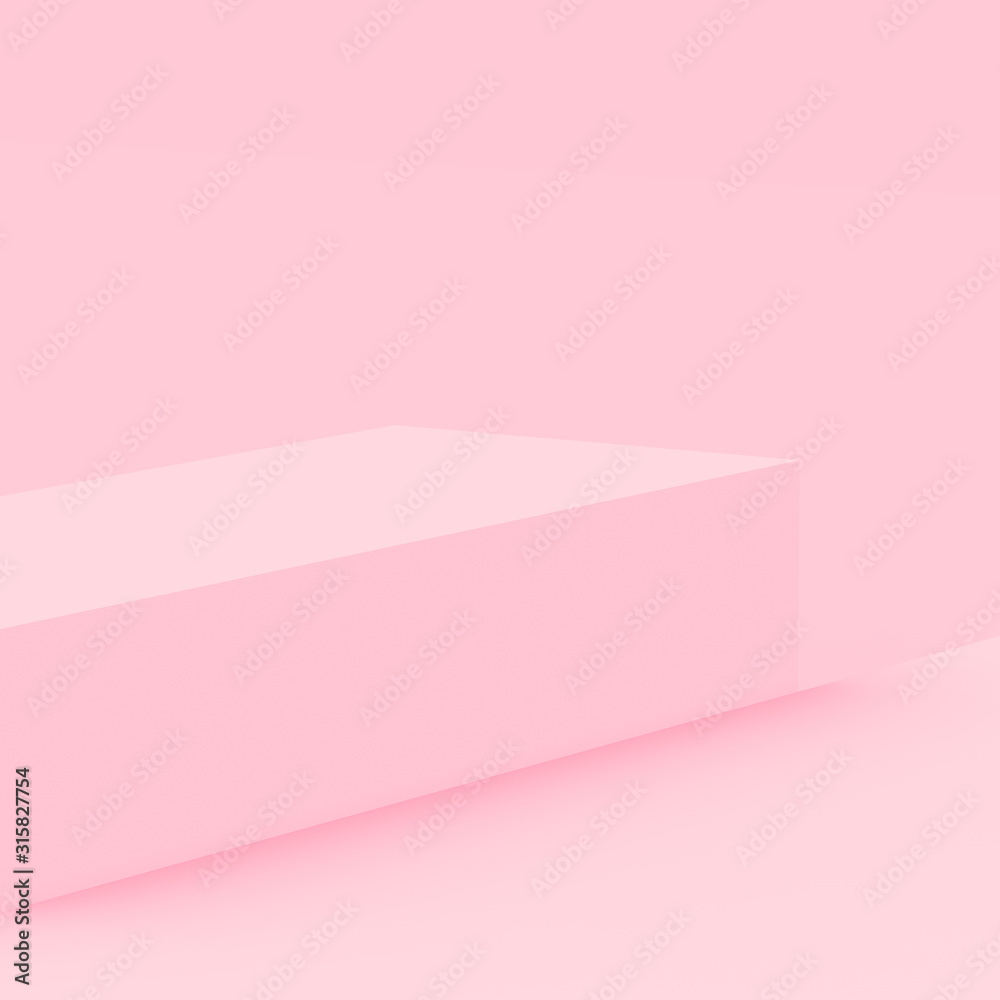 Fototapeta premium 3d pink cube and box podium minimal scene studio background. Abstract 3d geometric shape object illustration render. Display for cosmetic fashion and valentine product.