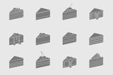 Sweet dessert Icons set - Vector solid silhouettes of cake, pastry, chocolate and cupcake, for the site or interface