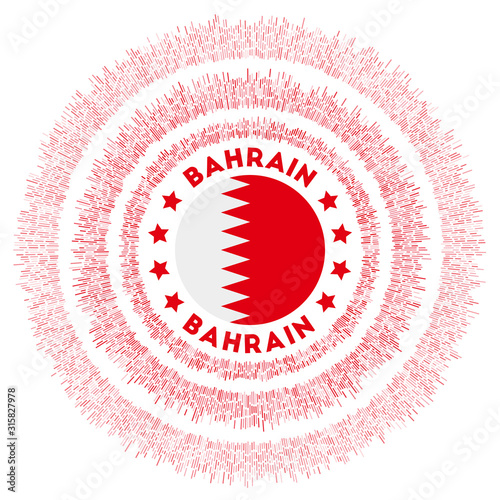 Bahrain symbol. Radiant country flag with colorful rays. Shiny sunburst with Bahrain flag. Appealing vector illustration.