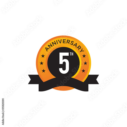 5th year anniversary emblem logo design vector template