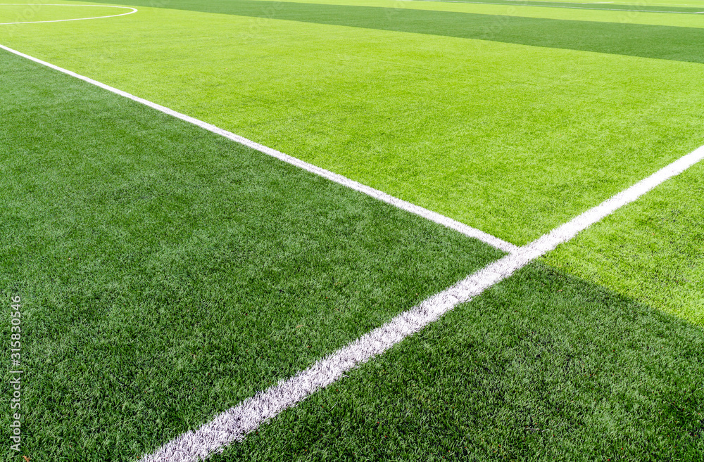Football field with synthetic grass