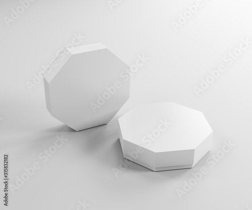White box mockup. Blank packaging boxes, cube perspective view. 3d illustration set