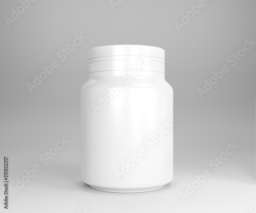 Plastic bottle for nose, throat, capsule, pills isolated on a white background. 3D illustration