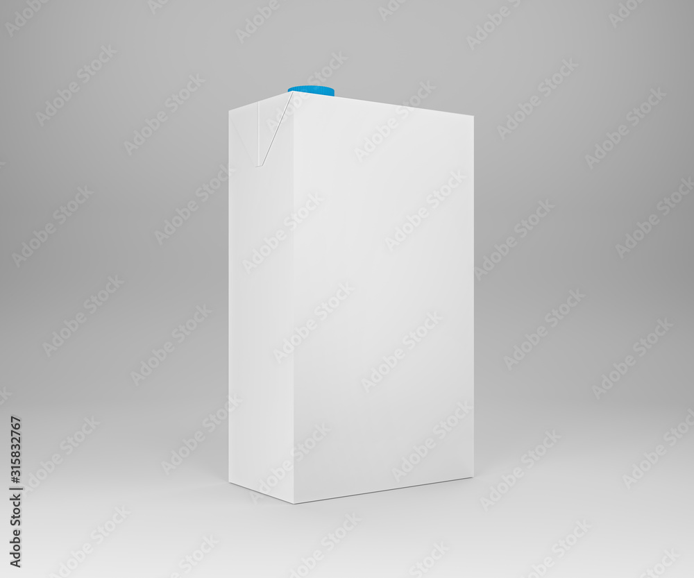 Milk and juice packaging. Paper box pack mockup. White carton package on white background. 3D illustration. 3D rendering. Milk and juice packaging. Paper box pack mockup. White carton package on white background. 3D illustration. 3D rendering.
