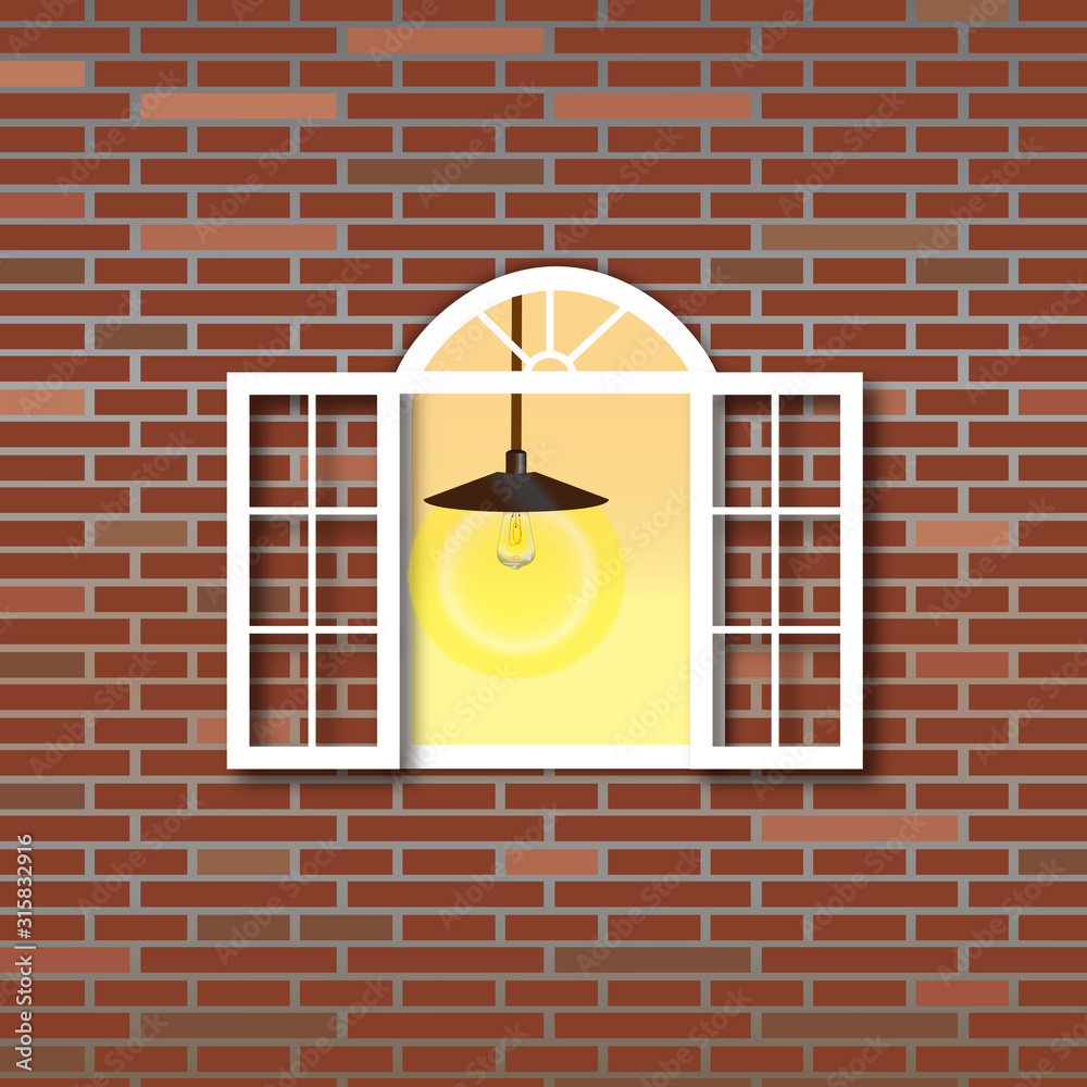 洋風窓と赤レンガ Stock Illustration Adobe Stock