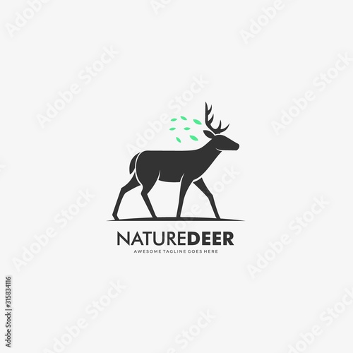 Vector Logo Illustration Nature Deer Silhouette
