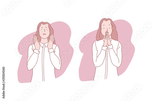 Pray, orison, verbal and silent appeal concept