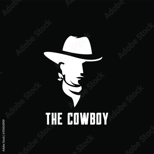 black cowboy bandit head logo icon design 