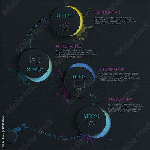 Timeline infographic, Vector illustration with 4 options can be used for business, start up, education, plan, workflow or media