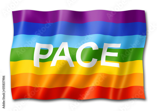 Rainbow peace / pace flag isolated on white photo