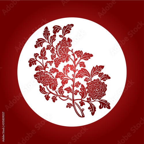 Chinese Flowers Paper-Cut Background