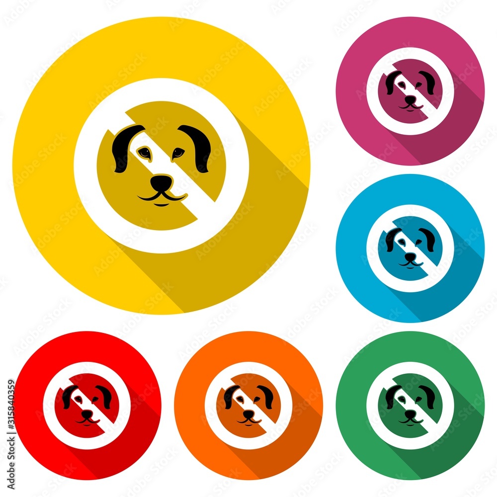 Dogs are not allowed here icon with long shadow