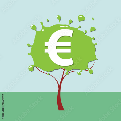 Green deal. Conceptual illustration with tree and euro sign