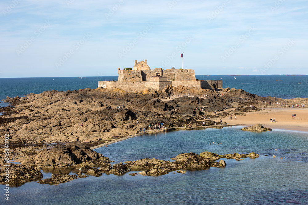 View of the Fort National and beach n Saint Malo Brittany, France View of the Fort National and beach n Saint Malo Brittany, France
