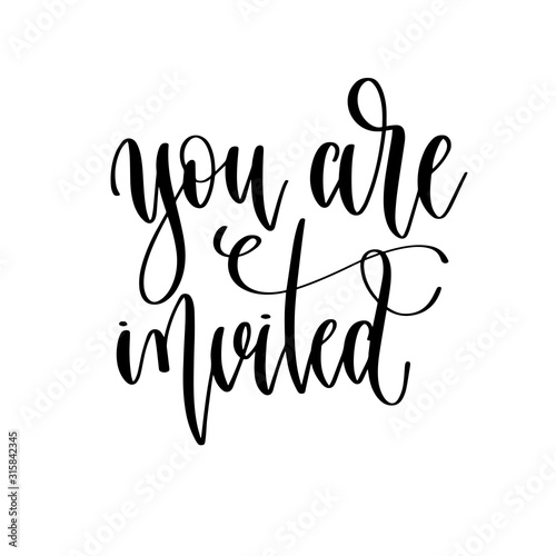 you are invited - hand lettering inscription to wedding invitation or Valentines day
