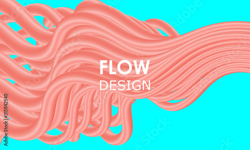 Coral color background. Fluid shapes pattern.