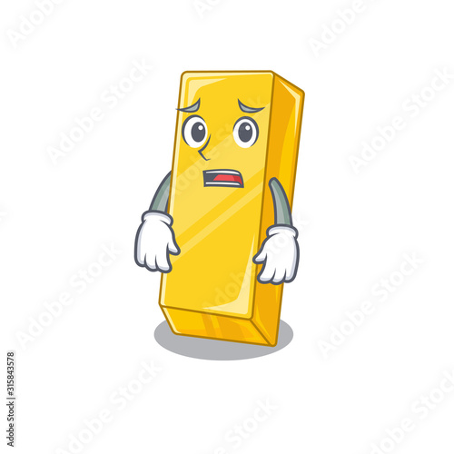 A picture of gold bar showing afraid look face
