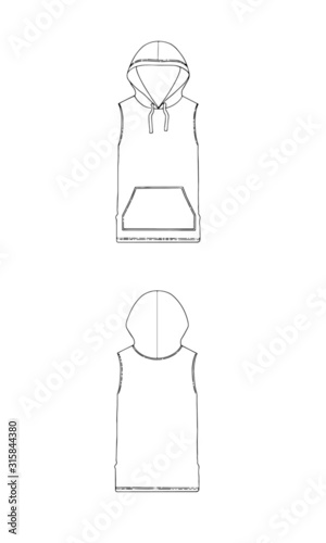 vector illustration of sleeveless hoodie