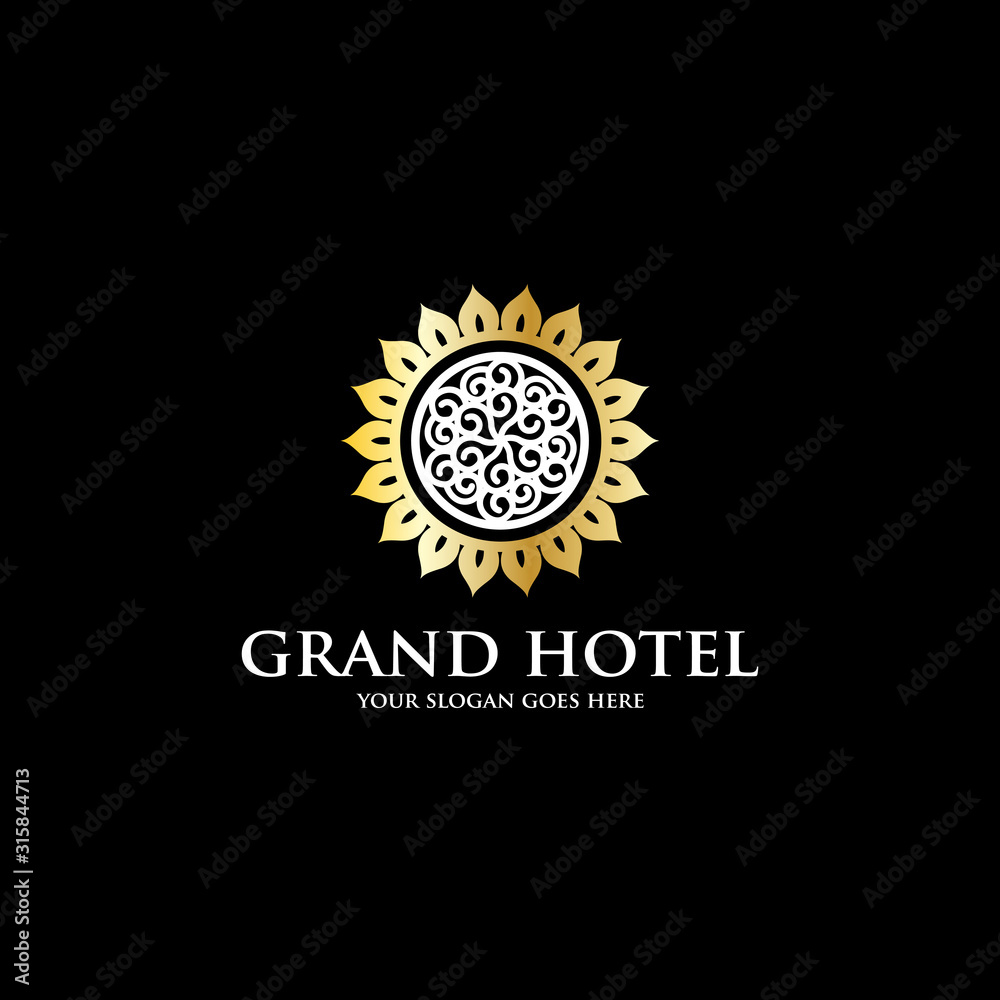 Fototapeta premium grand sun hotel logo inspiration, luxury hotel logo template