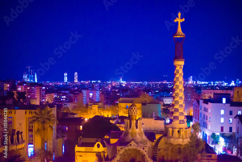 BARCELONA, SPAIN - January 9, 2019: Park Guell in Barcelona, Spain. Barcelona is known as an Artistic city located in the east coast of Spain..