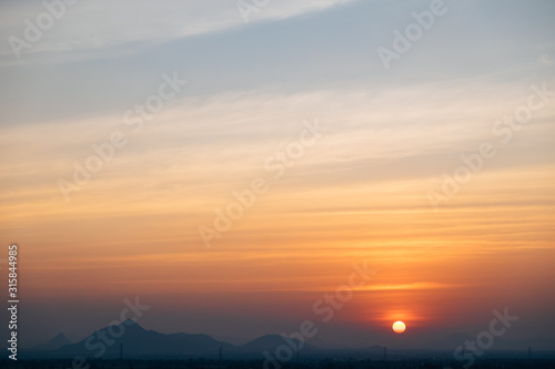Natural colors Evening sky Shine new day for Heaven,The light from heaven from the sky is a mystery,In twilight golden atmospher
