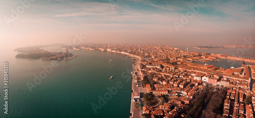 Big Aerial panorama of the historical part of Venice, Italy