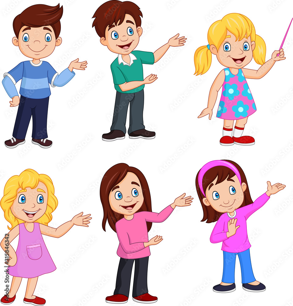 Cartoon kids with different posing Cartoon kids with different posing