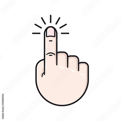 Finger tapping gesture color vector illustration