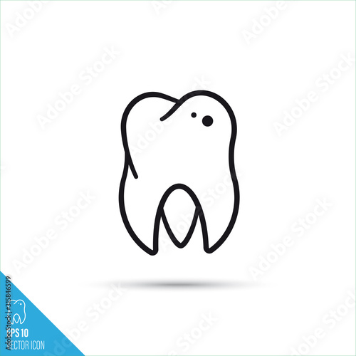 Damaged tooth vector line icon
