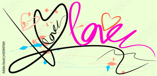 hearts and love brush stroke style design