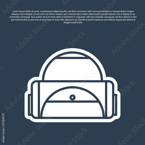 Blue line Sport bag icon isolated on blue background. Vector Illustration