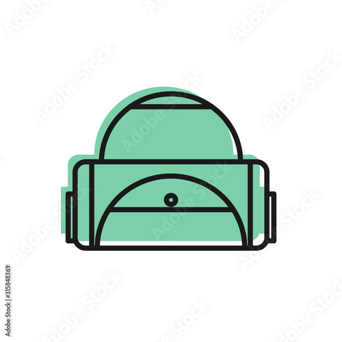 Black line Sport bag icon isolated on white background. Vector Illustration