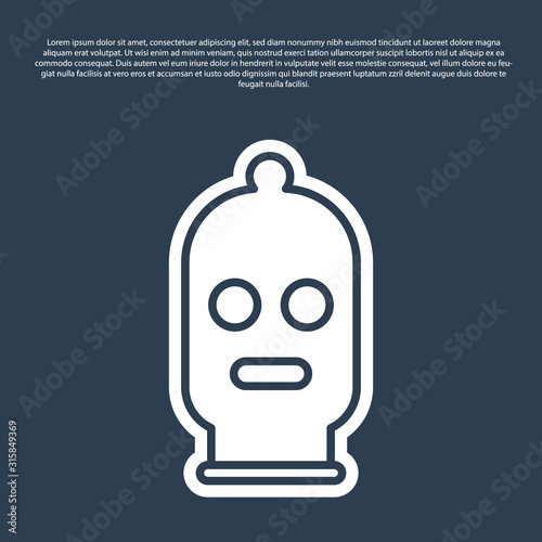 Blue line Balaclava icon isolated on blue background. A piece of clothing for winter sports or a mask for a criminal or a thief. Vector Illustration