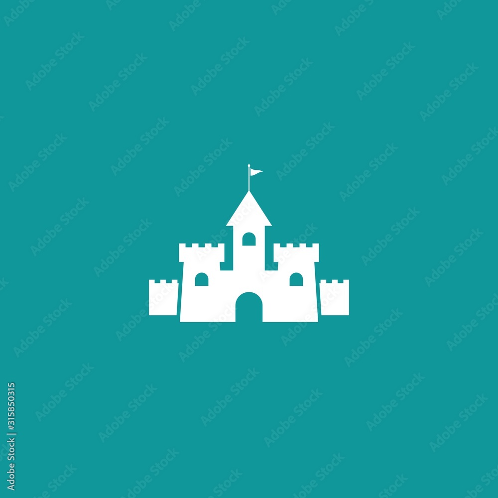 Castle icon. Tower, defense, fortress, safety sign. fairy tale, magic, fantasy logo.