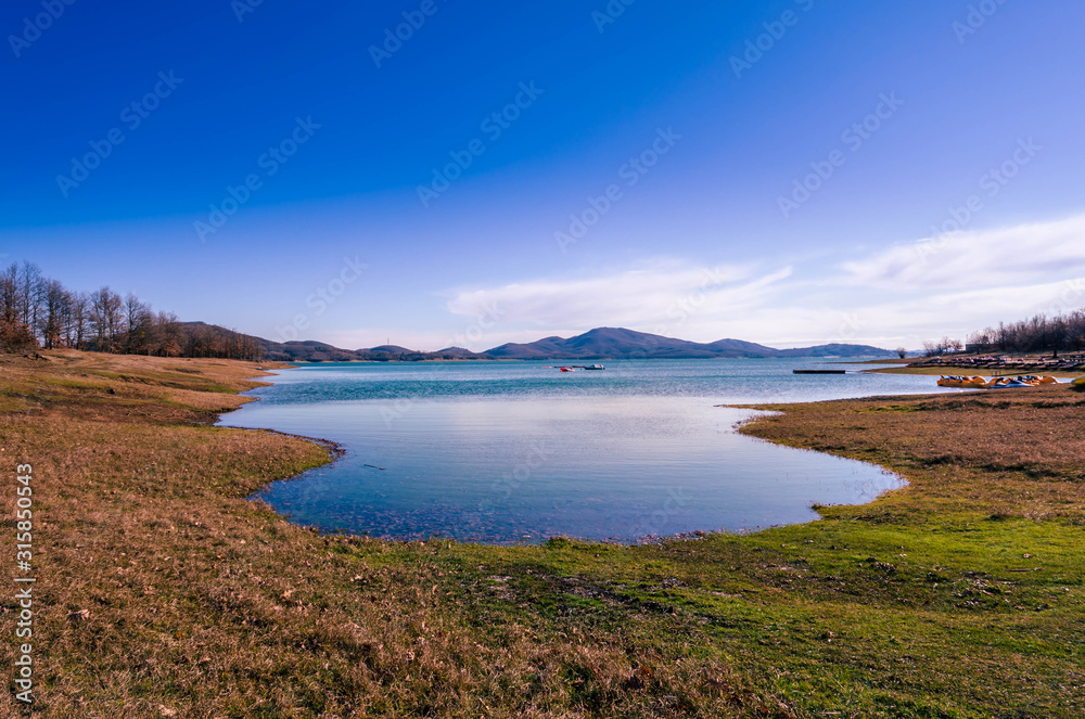 Beautiful landscape on the lake of Plastiras in central Greece.