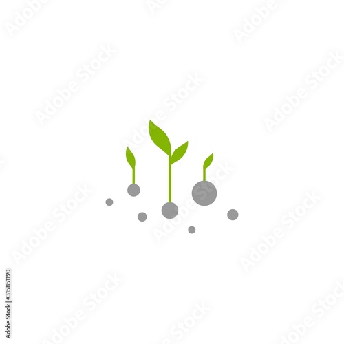Three Green sprouts, sprigs, raw with leaves and seeds. Icon Isolated on white.