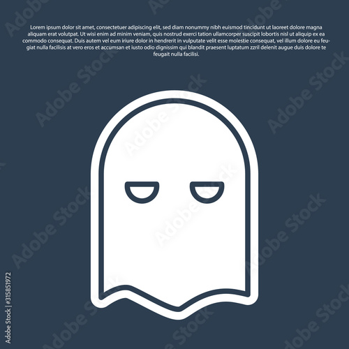 Blue line Executioner mask icon isolated on blue background. Hangman, torturer, executor, tormentor, butcher, headsman icon. Vector Illustration