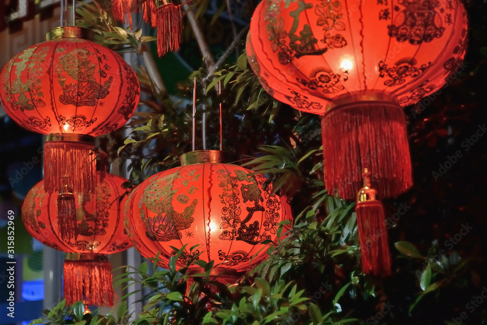 Fototapeta premium decorative lamps in the chinese new year festival